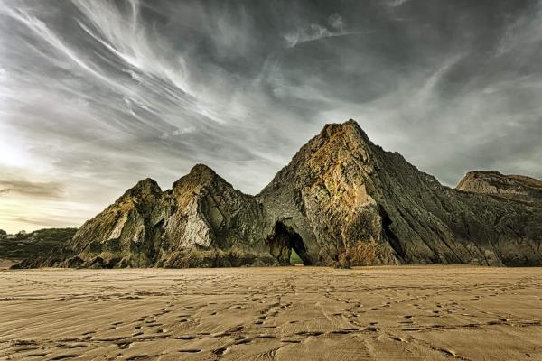 Three Cliffs Bay, jagged and dramatic, Gower