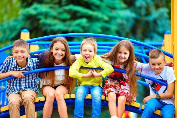 Children at a funfair