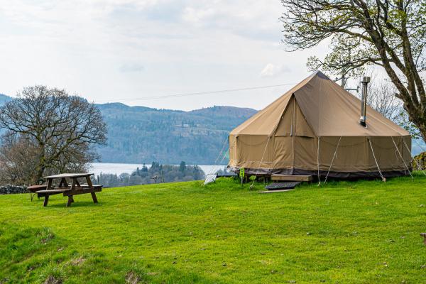 YHA Windermere bell tent with view