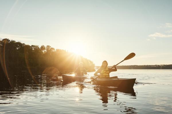 Canoeing on lake