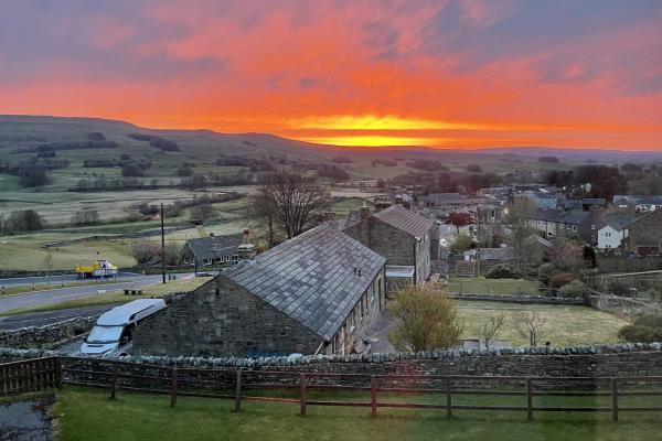 YHA Hawes exterior at sunset