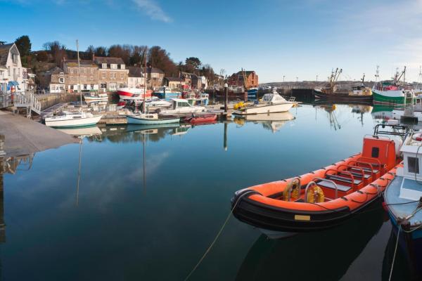 Padstow harbour with Sealife Safari boat in foreground