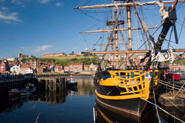 Captain Cook's Endeavour in Whitby harbour