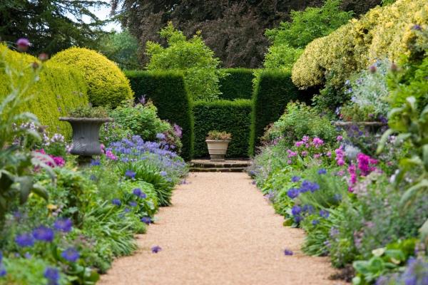 Country garden with path up the middle