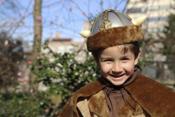 Child wearing Viking fancy dress