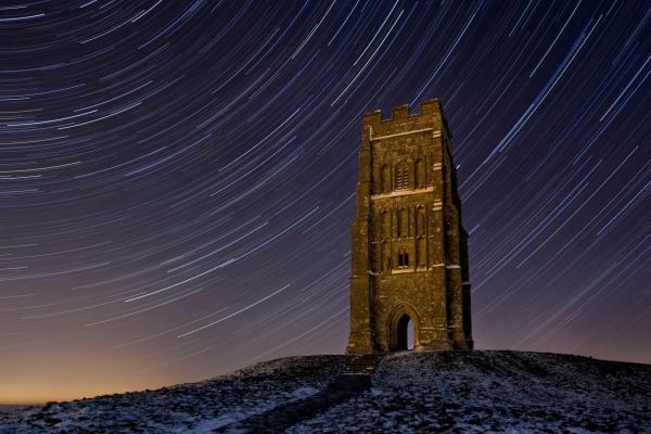 Glastonbury Tor with starlight