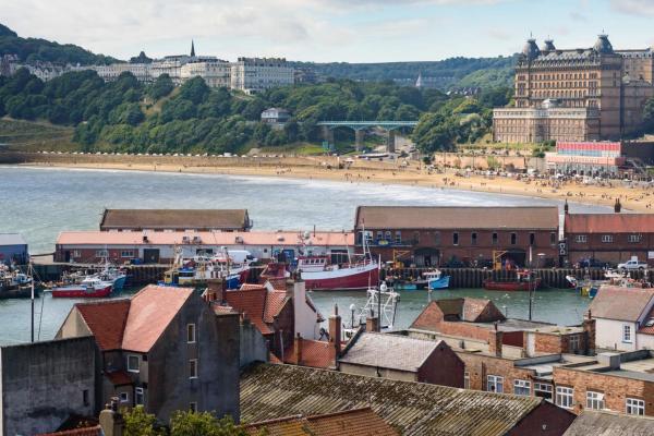 Scarborough seafront with the Rotunda Museum just out of sight in the centre