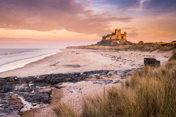 Castle on the coast with views out to sea