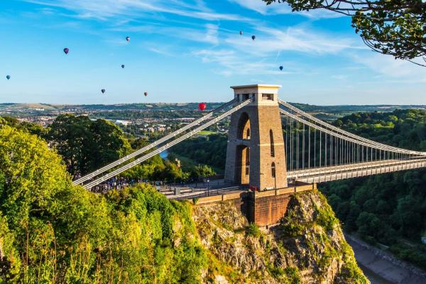 View of Bristol bridge on a sunny day