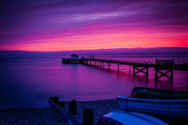 Totland Bay beach at sunset