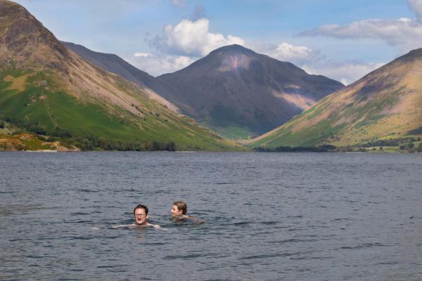 Relaxing swim in Wast Water