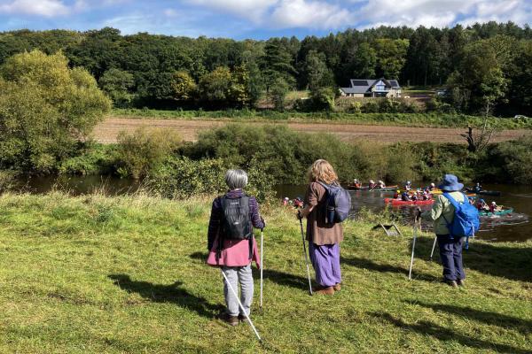 A group of people walking in Wye Valley