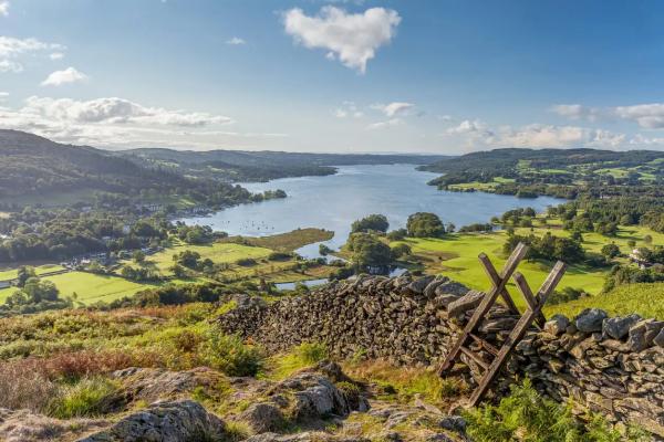 Lakeland view of Windermere from Loughrigg Fell