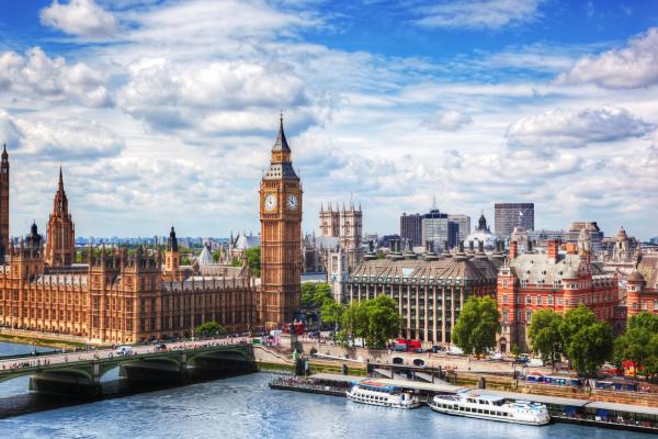 View of London skyline on a sunny day