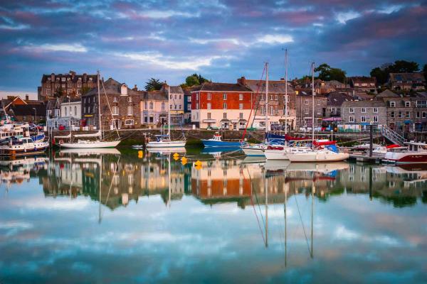 Row of buildings and boats in a harbour