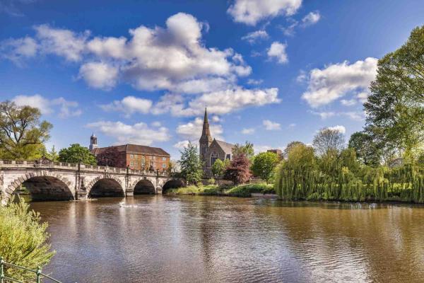 The English Bridge on the River Severn, Shrewsbury, Shropshire, England, UK