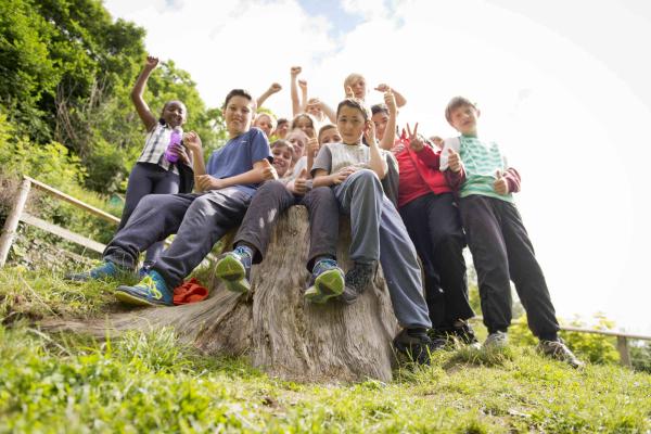 Group of schoolchildren in the outdoors