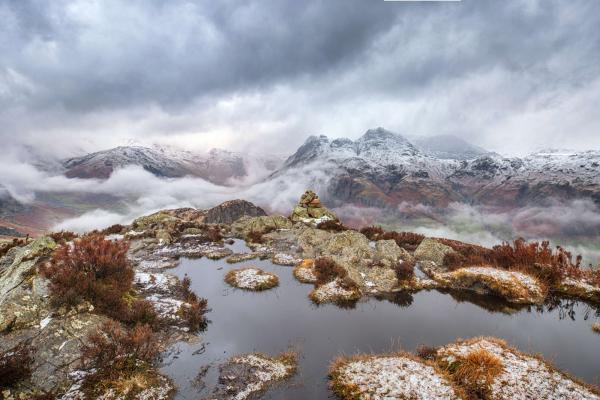 Snowy mountain landscape