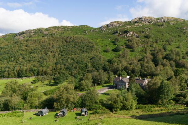 Aerial view of Landpods at YHA Eskdale