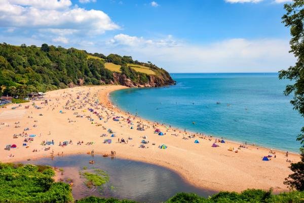 Sunny beach at Blackpool sands near Dartmouth in Devon