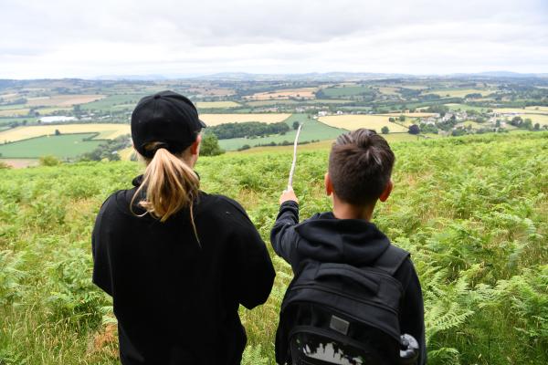 Children looking over the countryside