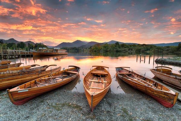 Boats on lake in Keswick