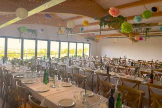 Function room set for a wedding at YHA Okehampton Bracken Tor