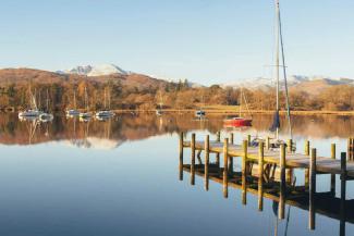 The beautiful Ambleside pier in winter