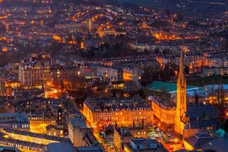 View of Bath skyline at night