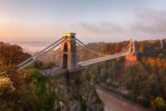 Large suspension bridge over a river