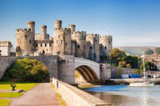 Conwy Castle in Wales on a sunny day