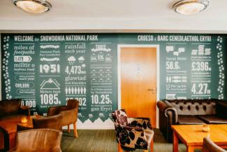 YHA Snowdon Pen-y-Pass bilingual display in reception