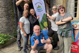 Group on a social walk at YHA Hartington Hall during festival of walking