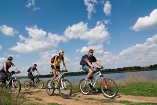 Group of cyclists on a sunny day