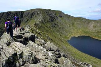 View of people climbing Helvellyn Striding Edge