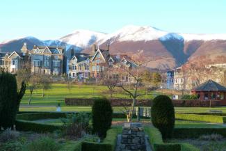 Keswick with snowy Skiddaw in the background