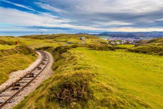 Winding train track in the countryside