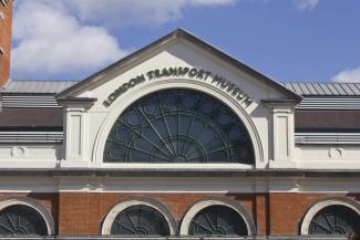 Facade of London Transport Museum in Covent Garden in London 