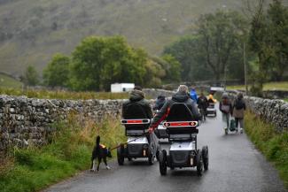 View of people participating in an accessible social walk