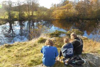 Neil, Isla, and Alex at Moss Eccles Tarn