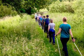 Nordic Walking through a field