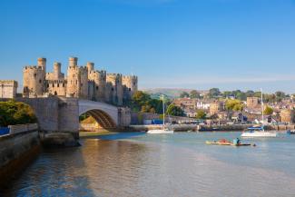 Conwy Castle in Wales on a sunny day