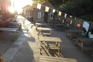 Outside seating at YHA Boggle Hole