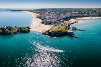 Aerial view of Tenby coast, Pembrokeshire