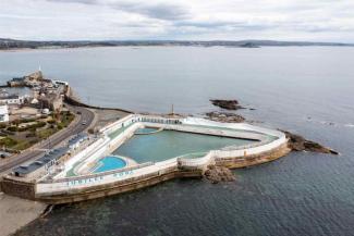 Aerial image of Jubilee Pool, Penzance, Cornwall, UK