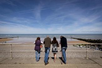 People looking over beach, Sheringham