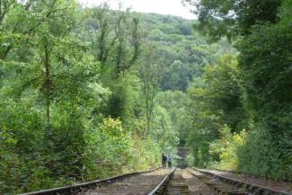 Railway track near Ironbridge Gorge in Shropshire