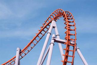 View of roller coaster on a sunny day