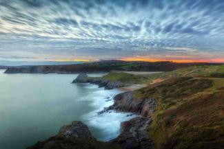 Atmospheric sky over a bay