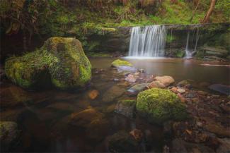 Waterfall and stream in the countryside